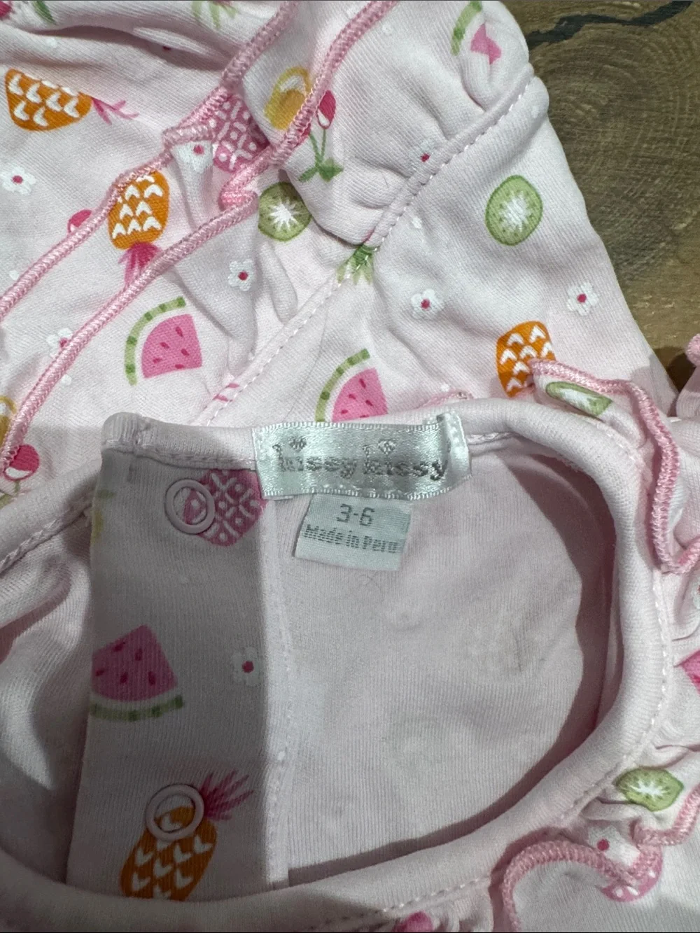 Kissy Kissy Baby Girls Pink Fruit Print Ruffle Romper